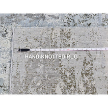 Load image into Gallery viewer, 8&#39;x10&#39;2&quot; Ivory Wool With Real Silk Abstract Design Denser Weave Hi-low Pile Hand Knotted Oriental Rug FWR357144