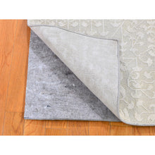 Load image into Gallery viewer, 2&#39;x3&#39;4&quot; Ivory Hand Knotted Pure Silk With Textured Wool Tone On Tone Oriental Rug FWR357216