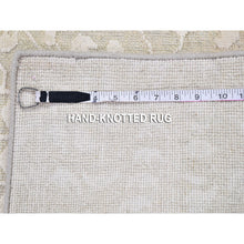 Load image into Gallery viewer, 2&#39;x3&#39;4&quot; Ivory Tone On Tone Pure Silk With Textured Wool Hand Knotted Oriental Rug FWR357222