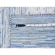 Load image into Gallery viewer, 2&#39;x3&#39; Blue Striae Design Silk With Textured Wool Hand Knotted Oriental Rug FWR357246