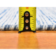 Load image into Gallery viewer, 2&#39;x3&#39; Blue Silk With Textured Wool Striae Design Hand Knotted Oriental Rug FWR357252