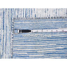 Load image into Gallery viewer, 2&#39;x3&#39; Blue Silk With Textured Wool Striae Design Hand Knotted Oriental Rug FWR357252