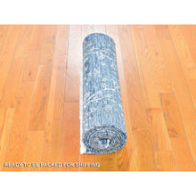 Load image into Gallery viewer, 2&#39;6&quot;x10&#39;2&quot; Tone On Tone Oceanic Colors Runner Wool And Silk Hand Knotted Oriental Rug FWR357354