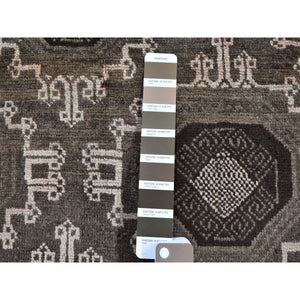 5'8"x9'10" Silver And Charcoal Black Washed Afghan Baluch Pure Wool Hand Knotted Oriental Rug FWR357384