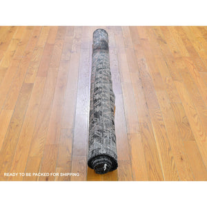 5'8"x9'10" Silver And Charcoal Black Washed Afghan Baluch Pure Wool Hand Knotted Oriental Rug FWR357384