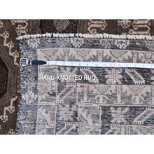 Load image into Gallery viewer, 5&#39;8&quot;x9&#39;10&quot; Silver And Charcoal Black Washed Afghan Baluch Pure Wool Hand Knotted Oriental Rug FWR357384