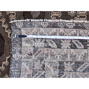 5'8"x9'10" Silver And Charcoal Black Washed Afghan Baluch Pure Wool Hand Knotted Oriental Rug FWR357384