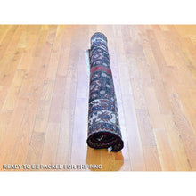 Load image into Gallery viewer, 4&#39;6&quot;x6&#39;6&quot; Navy Blue New Persian Mazlagan Pure Wool Hand Knotted Oriental Rug FWR357402