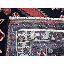 Load image into Gallery viewer, 4&#39;6&quot;x6&#39;6&quot; Navy Blue New Persian Mazlagan Pure Wool Hand Knotted Oriental Rug FWR357402
