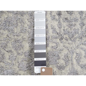 2'5"x8' Gray Jacquard Hand Loomed Broken Cypress Tree Design Silken Thick And Plush Runner Oriental Rug FWR357414