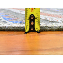 Load image into Gallery viewer, 2&#39;6&quot;x10&#39; Gray Real Silk With Textured Wool Mughal Design Hand Knotted Runner Oriental Rug FWR357420