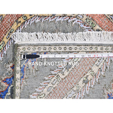 Load image into Gallery viewer, 2&#39;6&quot;x10&#39; Gray Real Silk With Textured Wool Mughal Design Hand Knotted Runner Oriental Rug FWR357420