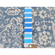 Load image into Gallery viewer, 3&#39;x5&#39; Blue Broken Persian Design Wool And Pure Silk Hand Knotted Oriental Rug FWR357456