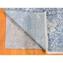 Load image into Gallery viewer, 3&#39;x5&#39; Blue Broken Persian Design Wool And Pure Silk Hand Knotted Oriental Rug FWR357456