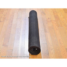 Load image into Gallery viewer, 4&#39;x6&#39; Charcoal Brown Wool And Silk Tone On Tone Nepali Hand Knotted Oriental Rug FWR357570