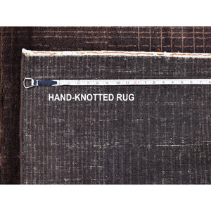 4'x6' Charcoal Brown Wool And Silk Tone On Tone Nepali Hand Knotted Oriental Rug FWR357570