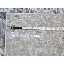 Load image into Gallery viewer, 2&#39;5&quot;x12&#39;1&quot; Gray Abstract Design Wool And Silk Hi-low Pile Denser Weave Hand Knotted Oriental Rug FWR357702