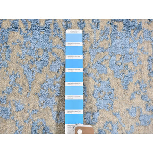 2'5"x6'1" Blue Fine Broken Cypress Tree Design Wool And Art Silk Hand Loomed Runner Oriental Rug FWR357708