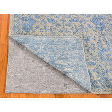 Load image into Gallery viewer, 2&#39;5&quot;x6&#39;1&quot; Blue Fine Broken Cypress Tree Design Wool And Art Silk Hand Loomed Runner Oriental Rug FWR357708