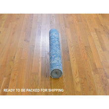 Load image into Gallery viewer, 2&#39;5&quot;x6&#39;1&quot; Blue Fine Broken Cypress Tree Design Wool And Art Silk Hand Loomed Runner Oriental Rug FWR357708