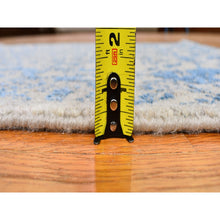 Load image into Gallery viewer, 2&#39;5&quot;x6&#39;1&quot; Blue Fine Broken Cypress Tree Design Wool And Art Silk Hand Loomed Runner Oriental Rug FWR357708