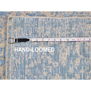 2'5"x6'1" Blue Fine Broken Cypress Tree Design Wool And Art Silk Hand Loomed Runner Oriental Rug FWR357708