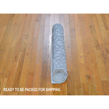 Load image into Gallery viewer, 2&#39;5&quot;x8&#39; Gray Jacquard Hand Loomed Broken Cypress Tree Design Wool And Silk Thick And Plush Runner Oriental Rug FWR357720