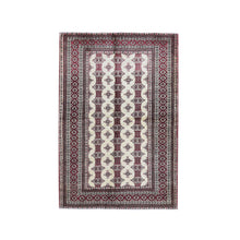 Load image into Gallery viewer, 4&#39;6&quot;x7&#39; New Turkoman Bokara Repetitive Design Pure Wool Hand Knotted Oriental Rug FWR357816