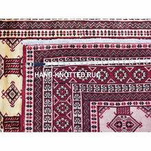 Load image into Gallery viewer, 4&#39;6&quot;x7&#39; New Turkoman Bokara Repetitive Design Pure Wool Hand Knotted Oriental Rug FWR357816
