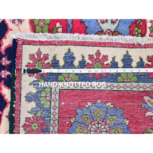 4'10"x7'3" Moderne White and Sangria Red, Thick and Plush, Rajasthan Design With All Over Leaf Pattern, Hand Knotted Wool and Silk, Oriental Rug FWR452178