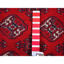 Load image into Gallery viewer, 3&#39;6&quot;x5&#39; Red Vintage Turkoman Bokara Pure Wool Good Condition Hand Knotted Oriental Rug FWR358014