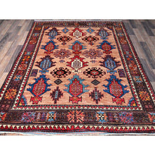 Load image into Gallery viewer, 5&#39;x6&#39;7&quot; Cantaloupe Orange, Afghan Ersari With Turkish Knot, Caucasian Design Revival, Vegetable Dyes, Densely Woven, Hand Knotted, Soft Wool, Oriental Rug FWR3576