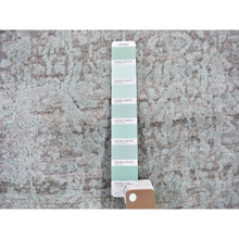 Load image into Gallery viewer, 2&#39;7&quot;x14&#39; Seafoam Green Tone On Tone Wool And Silk Broken Persian Design Hand Knotted Runner Oriental Rug FWR358230