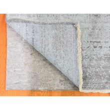 Load image into Gallery viewer, 2&#39;7&quot;x14&#39; Seafoam Green Tone On Tone Wool And Silk Broken Persian Design Hand Knotted Runner Oriental Rug FWR358230