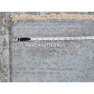 2'7"x14' Seafoam Green Tone On Tone Wool And Silk Broken Persian Design Hand Knotted Runner Oriental Rug FWR358230
