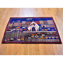 Load image into Gallery viewer, 3&#39;x4&#39;10&quot; Pictorial Afghan Baluch With Cars And Buildings Natural Wool Hand Knotted Oriental Rug FWR358272