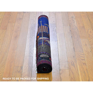 3'x4'10" Pictorial Afghan Baluch With Cars And Buildings Natural Wool Hand Knotted Oriental Rug FWR358272