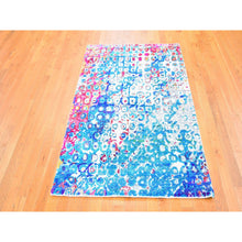 Load image into Gallery viewer, 4&#39;x6&#39; The Peacock, Sari Silk Colorful Hand Knotted Oriental Rug FWR358314