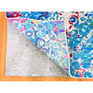4'x6' The Peacock, Sari Silk Colorful Hand Knotted Oriental Rug FWR358314