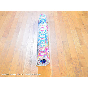 4'x6' The Peacock, Sari Silk Colorful Hand Knotted Oriental Rug FWR358314