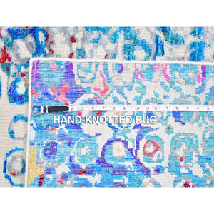 4'x6' The Peacock, Sari Silk Colorful Hand Knotted Oriental Rug FWR358314