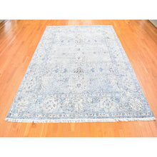 Load image into Gallery viewer, 8&#39;x10&#39;4&quot; Distressed Oushak Pure Silk With Textured Wool Hand Knotted Oriental Rug FWR358344