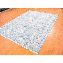 Load image into Gallery viewer, 8&#39;x10&#39;4&quot; Distressed Oushak Pure Silk With Textured Wool Hand Knotted Oriental Rug FWR358344