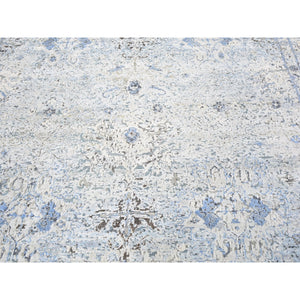 8'x10'4" Distressed Oushak Pure Silk With Textured Wool Hand Knotted Oriental Rug FWR358344