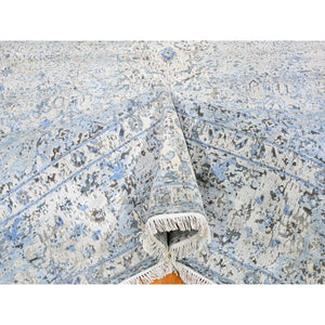 8'x10'4" Distressed Oushak Pure Silk With Textured Wool Hand Knotted Oriental Rug FWR358344