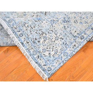 8'x10'4" Distressed Oushak Pure Silk With Textured Wool Hand Knotted Oriental Rug FWR358344