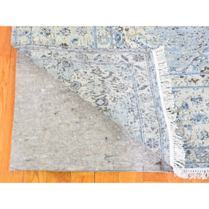 8'x10'4" Distressed Oushak Pure Silk With Textured Wool Hand Knotted Oriental Rug FWR358344