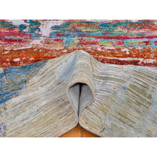 Load image into Gallery viewer, 9&#39;x12&#39;3&quot; Real Pure Silk Colorful Abstract Design Hand Knotted Oriental Rug FWR358350