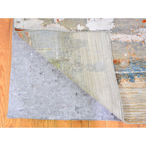 9'x12'3" Real Pure Silk Colorful Abstract Design Hand Knotted Oriental Rug FWR358350