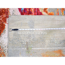 Load image into Gallery viewer, 9&#39;x12&#39;3&quot; Real Pure Silk Colorful Abstract Design Hand Knotted Oriental Rug FWR358350